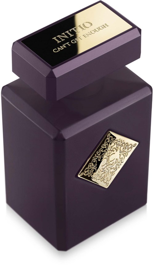 A dark purple ink bottle with a gold decorative label and a label on the lid that says "INIKO, CAN'T GET ENOUGH."