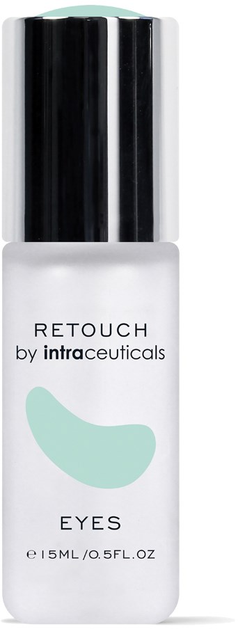 En vit flaska med svart topp märkta 'RETUCH by intraCeuticals' för ögonen, 15 ml.