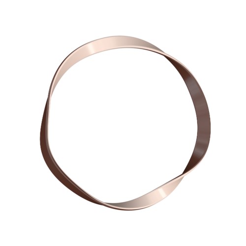 En enkel, vriden, metallisk ring med en glänsande, slät yta, formad som en cirkel.