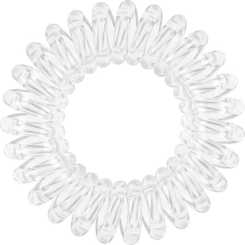Ett klart elastiskt hårband med stora pärlor som bildar en cirkel.