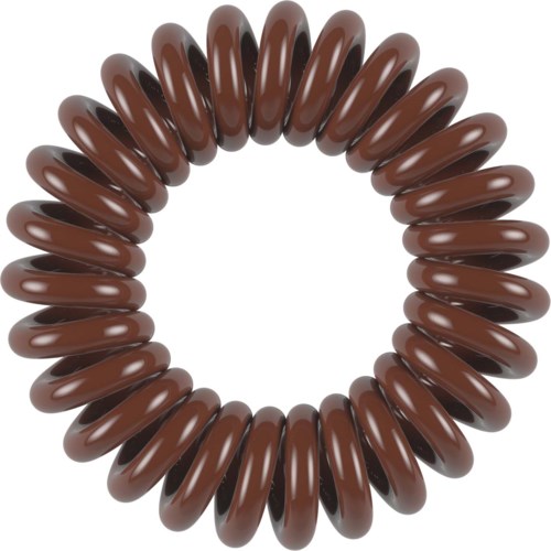 En cirkulær brun hårbånd lavet af små, ovale, blanke plastperler.