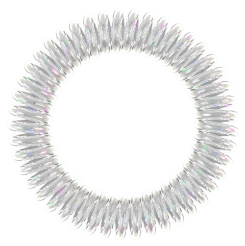 En dekorativ cirkulär formation med metalliska, glänsande och iriserande element som bildar en kransliknande form.