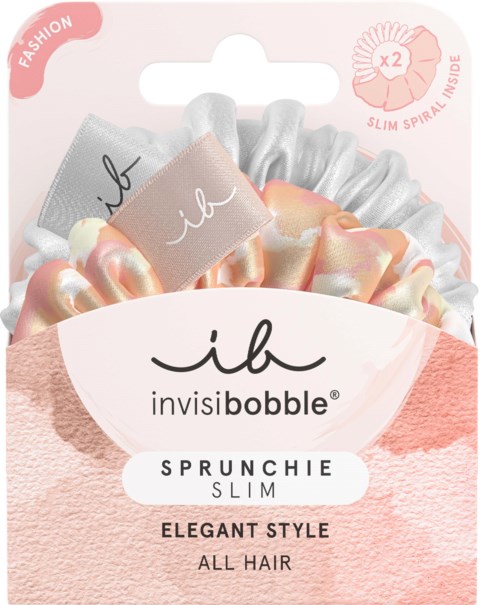 A package of hair scrunchies with pastel colors and a logo that says 'ib invisibobble' inside and outside.