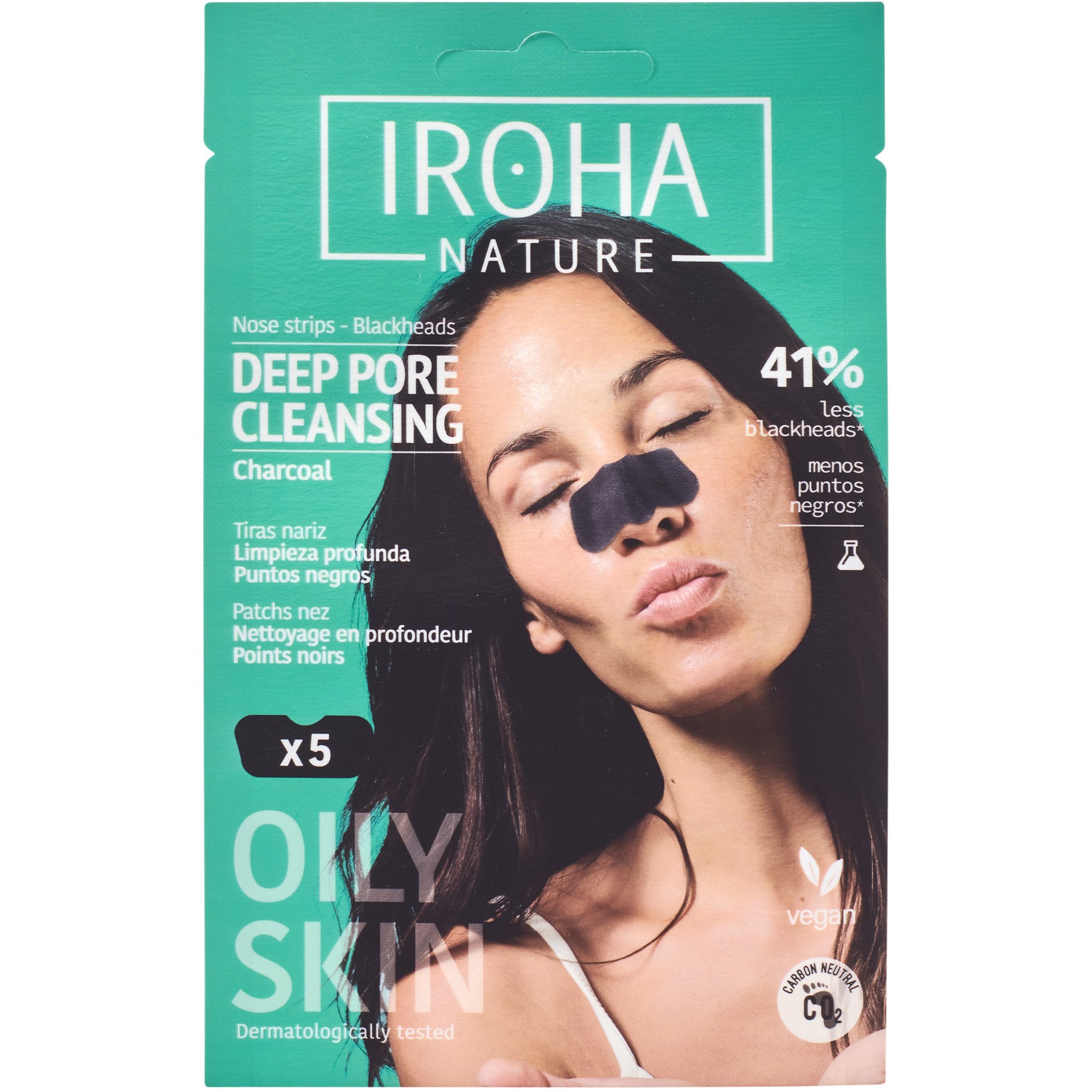 IROHA NATURE Deep Pore Cleansing Charcoal Nose Strips billede