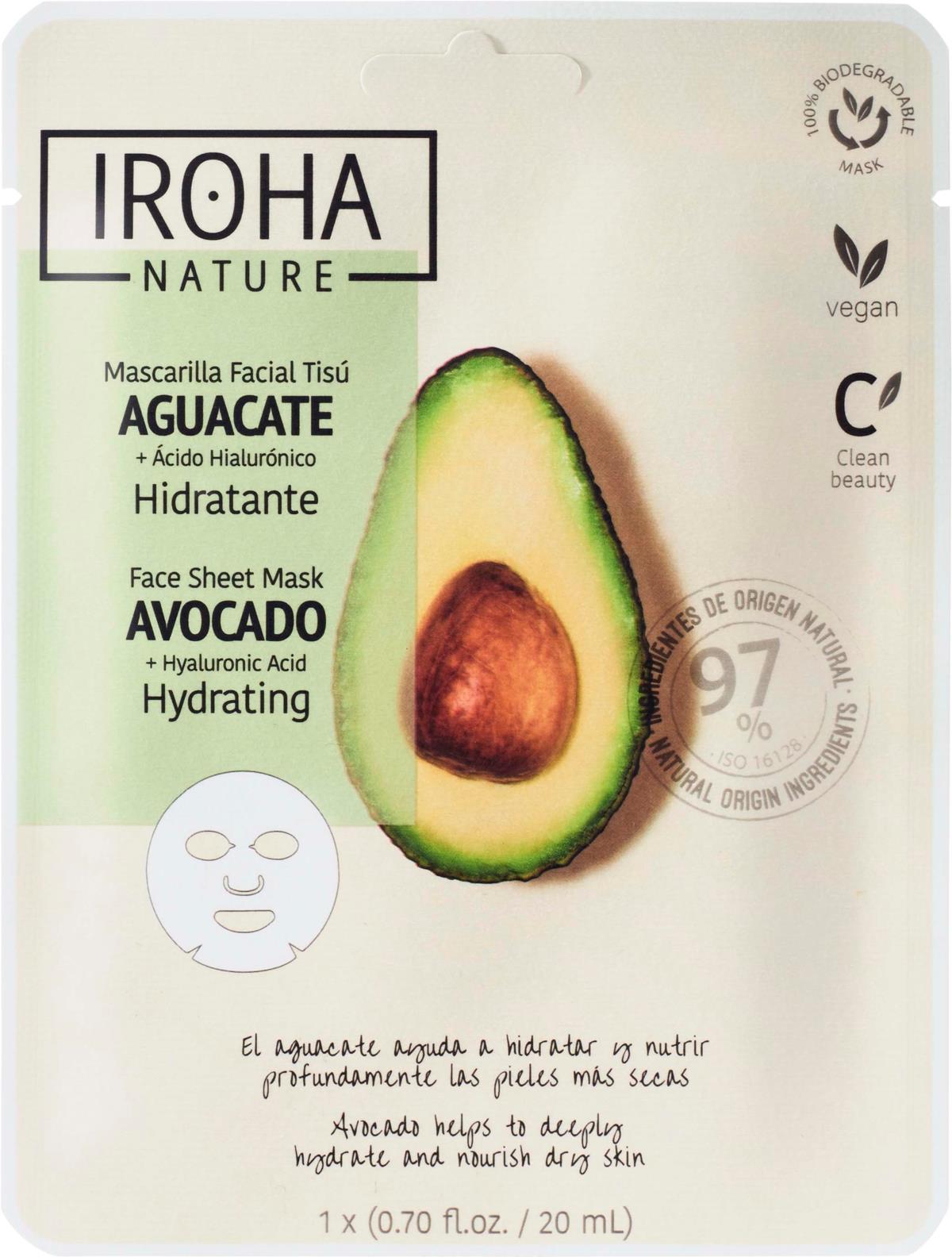 IROHA NATURE Hydrating Avocado Face Sheet Mask