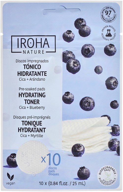 IROHA NATURE Hydrating Toner Pads Cica + Blueberry