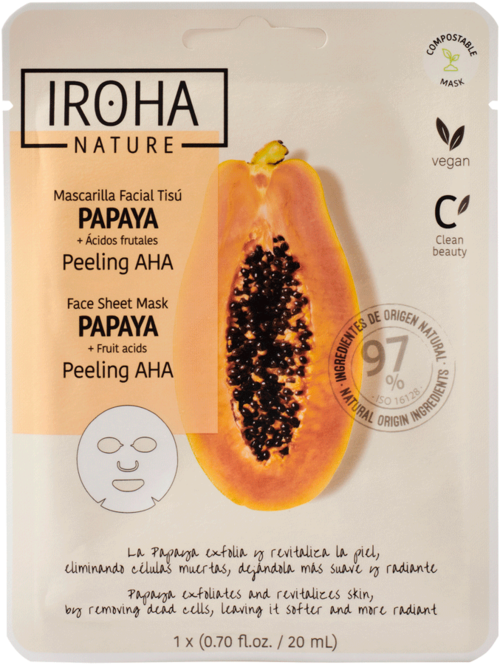 IROHA NATURE Peeling AHA Papaya Face Sheet Mask