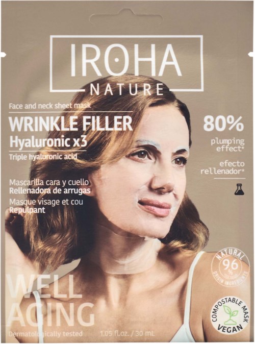 IROHA NATURE Wrinkle Filler Hyaluronic Face & Neck Sheet Mask
