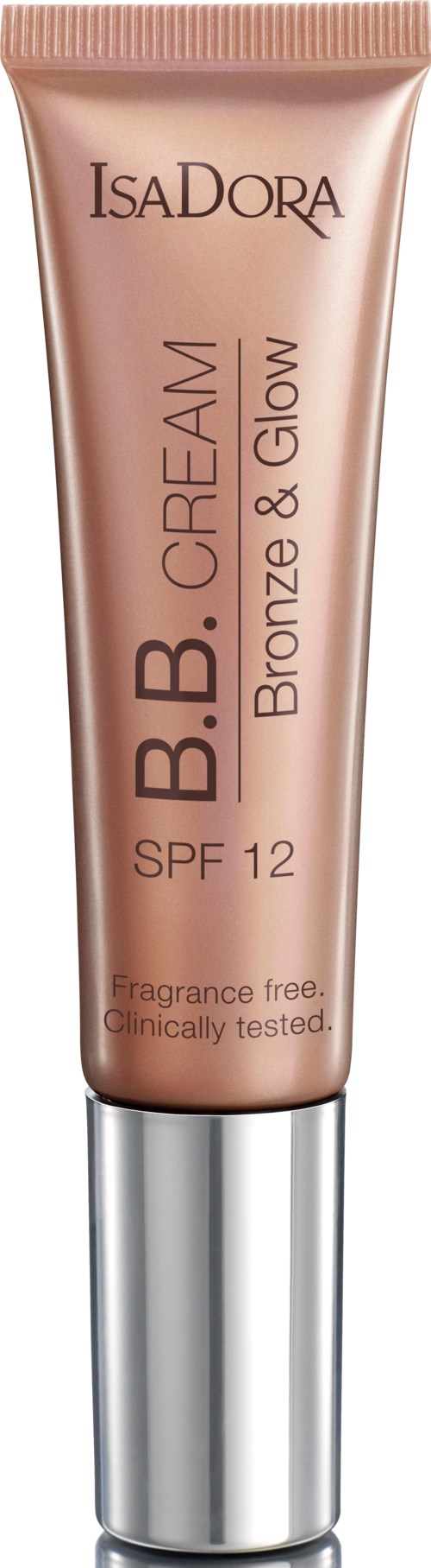 En tub med IsaDora B.B. Cream med SPF 12, för en bronzig glöd, luktfri och testad.