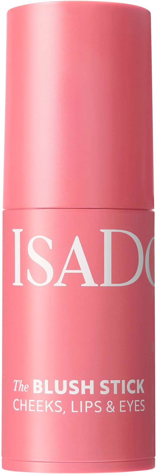 Blushstift i rosa för kinder, läppar och ögon från Isado. Liten, rund behållare. Ljus och attraktiv förpackning.