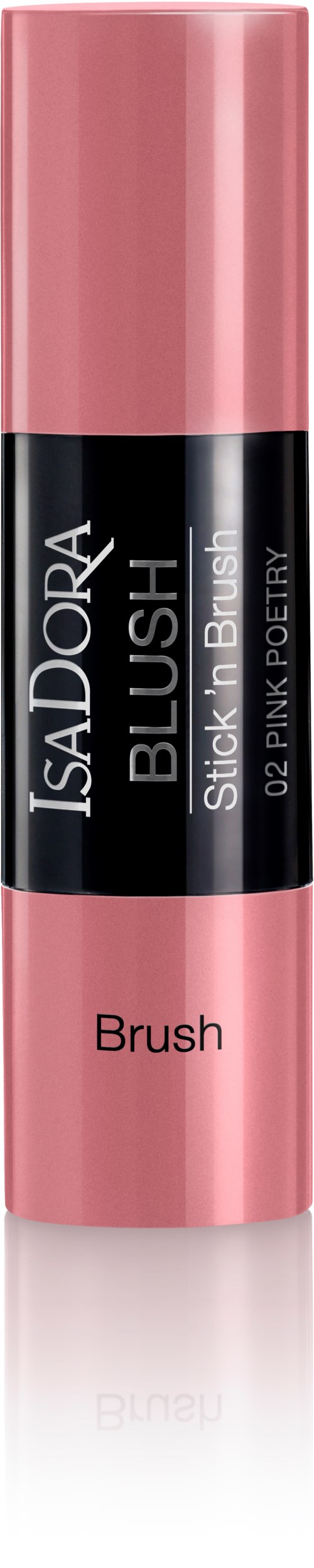 Roosa läppstiftsstift med svart etikett för IsaDora Blush Stick i pink poetry.