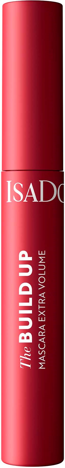 Punainen ripsivärituutteenputki, jossa on valkoinen teksti "The Build Up" ja "Mascara Extra Volume."