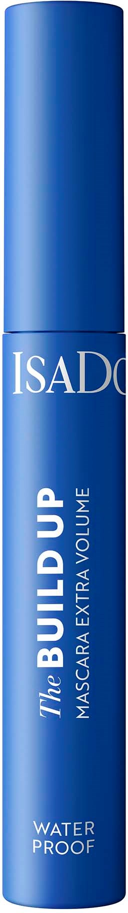 En blå mascara-tynne merket 'Build Up' med 'Waterproof' skrevet på.