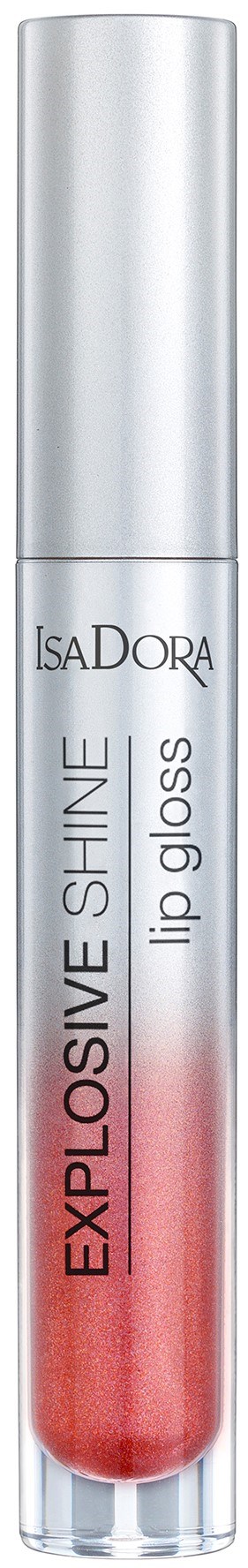 Ett läppglans i en tydlig tub med silverlock, märkt 'Explosive Shine'.