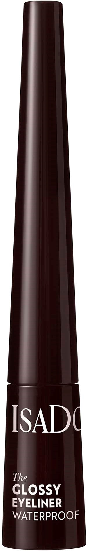 A brown eyeliner tube labeled "ISAD" with a lengthy, tapering shape against a black background.