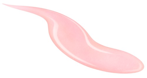 Et rosa, buet objekt med spiss ende, form som et blad eller blomblad, på en svart og hvit bakgrunn.