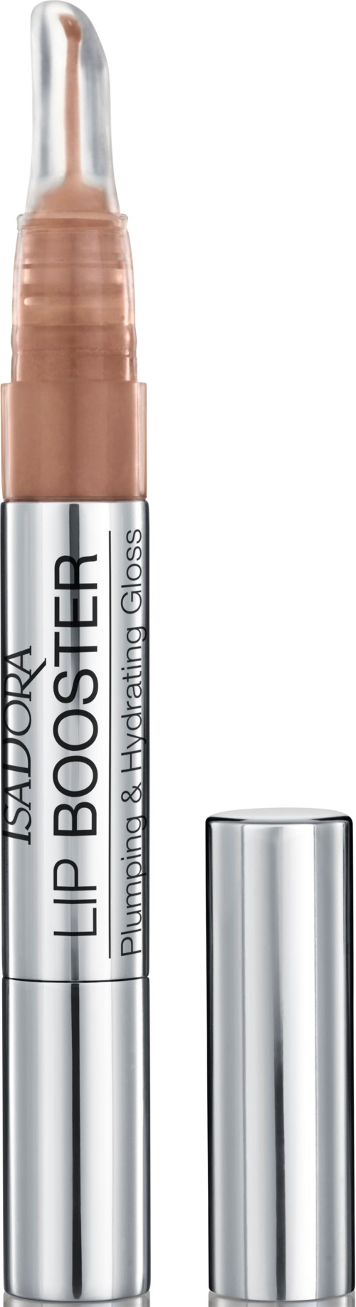 L'Oréal Lip Booster i silverfärgad och genomskinlig förpackning, som ett läppglans eller tillskott.