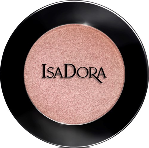 En rosa rouge i ett runt kompakt med svart skal och "IsaDora" skrivet på.