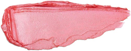 Ett streck av rosa läppstift eller färg med en spetsig form och en texturerad kant.