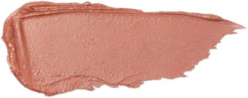 Et lag med rosa-beige makeup eller leppestift med en teksturert, kremaktig utseende på hvit bakgrunn.