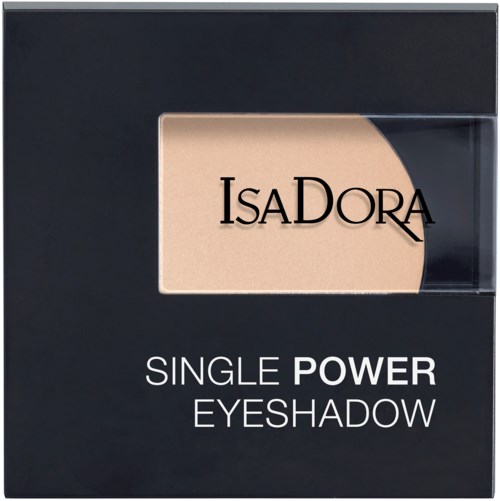 En svart förpackning med en tydlig fönster som visar beige ögonskugga och logotypen 'IsaDora'.