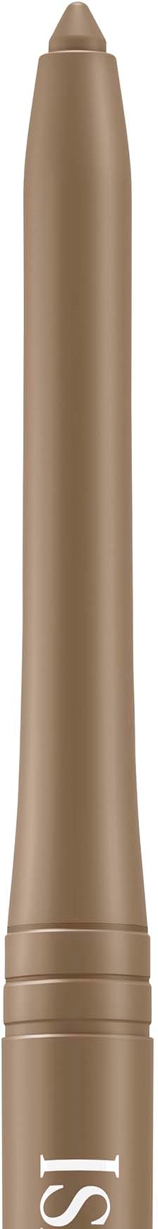 A beige eyeliner pencil with a rounded tip and three groove lines near the bottom.