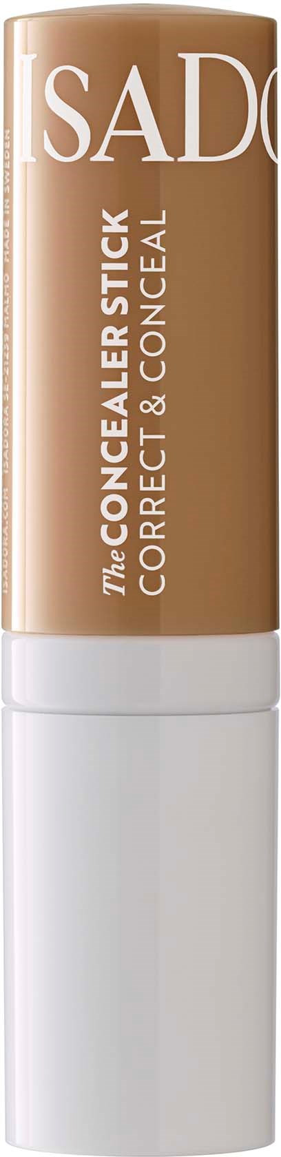 Beige-meikkituubi, jossa teksti 'The Concealer Stick', käytetään ihon piilottamiseen ja korjaamiseen.