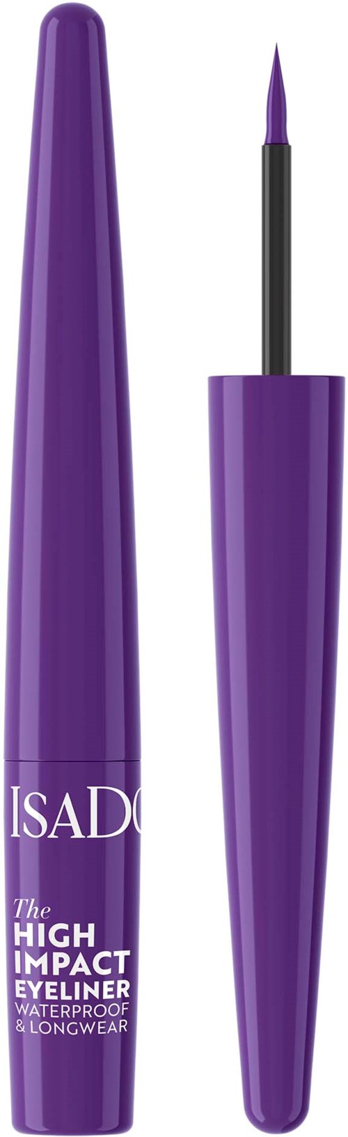 Violetti vedenkestävä nestemäinen rajauskeppi, jossa pitkäkestoinen ja tehokas koostumus sekä terävä harja.