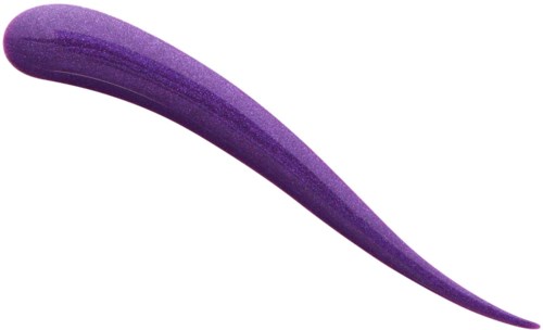 Violetti, kaareva meikkisivellin, jossa pyöreä pää.