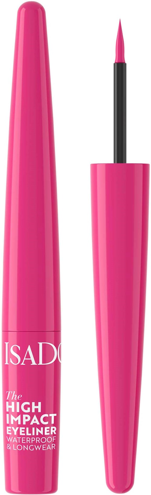 Violetti nestemäinen eyeliner pitkällä korkilla ja ohuella siveltimellä.