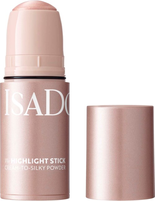 En rosa highlighterstift med matchande lock, märkt ISADORE och beskrivet som en kräm- till silkeslen puder.