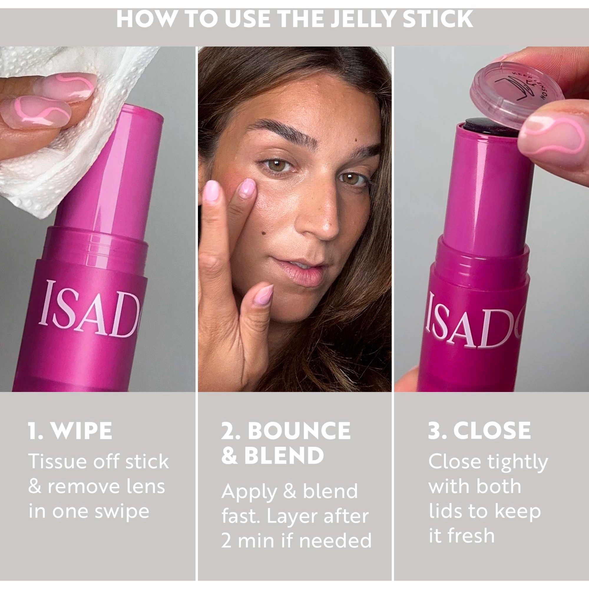 IsaDora The Lip & Cheek Tint Cooling Jelly Stick 12 Berry Pink (obrázok 7)