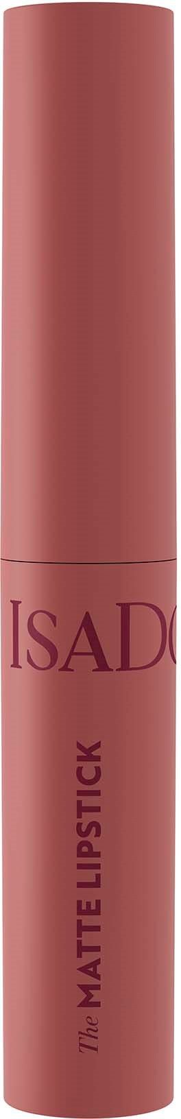 Eine rosa Tube mit flüssigem Lippenstift von ISAD, Beschriftung "Matte Lipstick". Die Tube ist lang und schlank mit rosa Deckel.