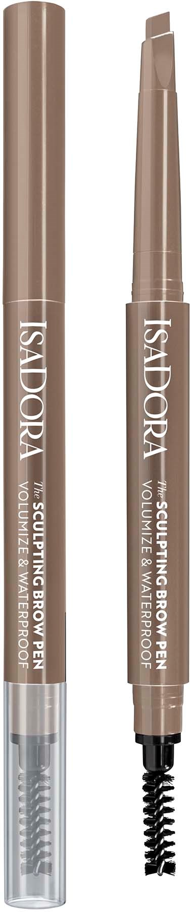 En beige øyenbrynspenn med vridbar design og en spoolie-børste på den ene enden.