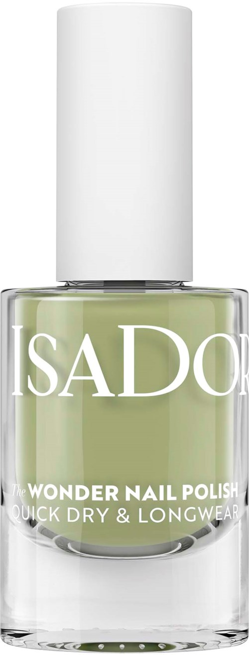 SADO Wonder Nail Polish -pullossa on vaaleenvihreä väri. Labelissa lukee quick dry, longwear.