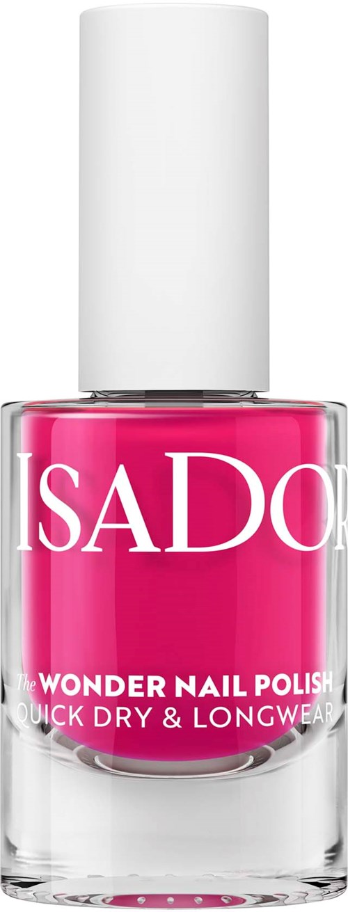 Helle pinke Nagellack in einer transparenten Flasche mit weißem Deckel, Beschriftung 'SADO Wonder Nail Polish'.
