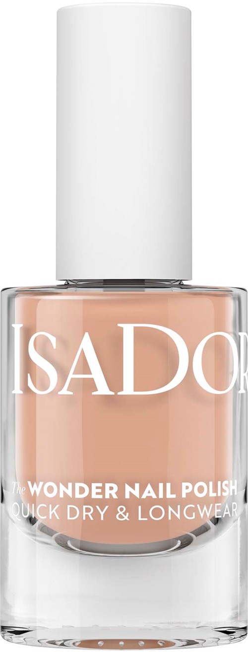 SADO Wonder Nail Polish -pullo, valkoinen korkki ja persikanvärinen kynsilakka sisällä.
