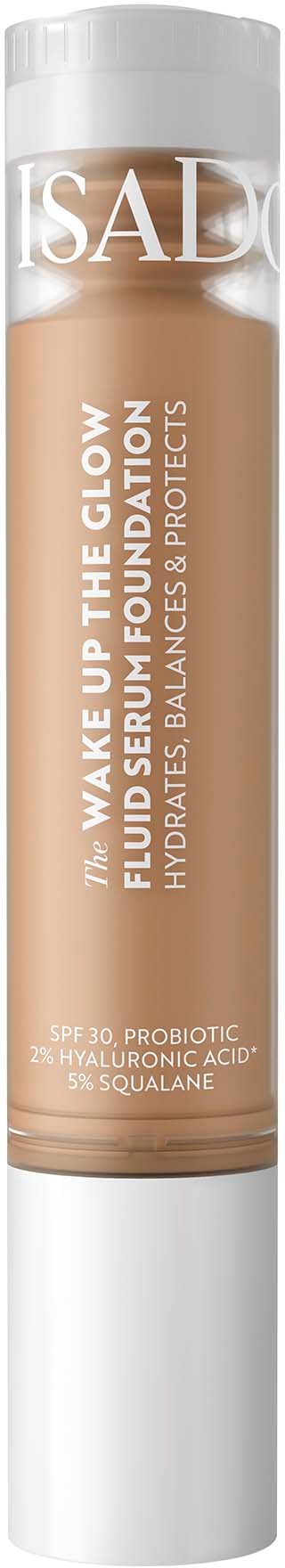 Een beige cilindervormige staaf met een witte dop. Het heeft witte en beige tekst en is waarschijnlijk een make-up- of huidverzorgingsproduct.