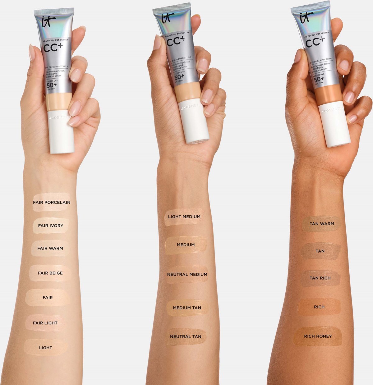 CC-крем IT Cosmetics Your Skin But Better CC+ SPF 50+, увлажняющий, тон Rich Honey, 32 мл — фото 5