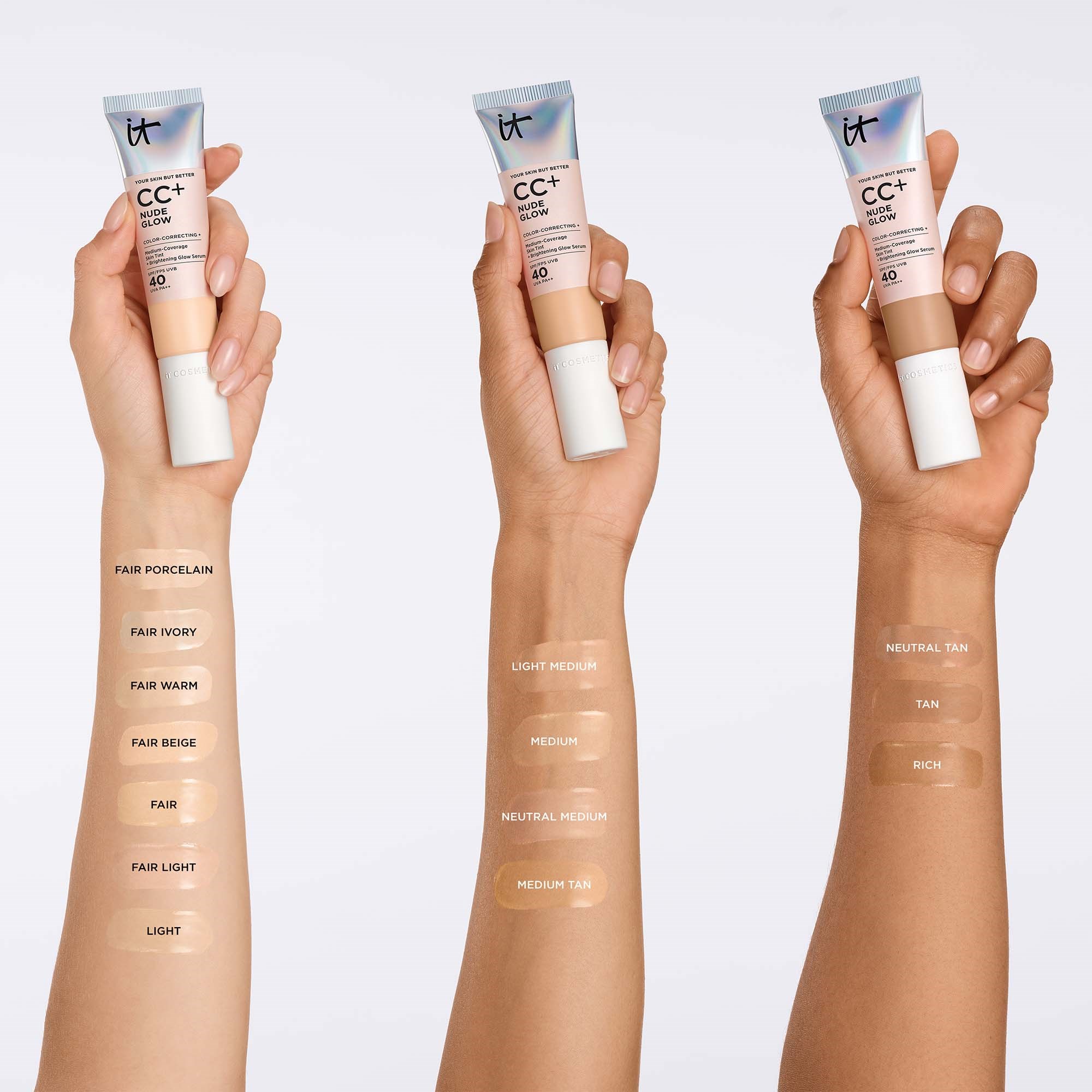 IT Cosmetics CC+ Nude Glow SPF 40 - krem do twarzy Neutral Medium (obrázok 5)