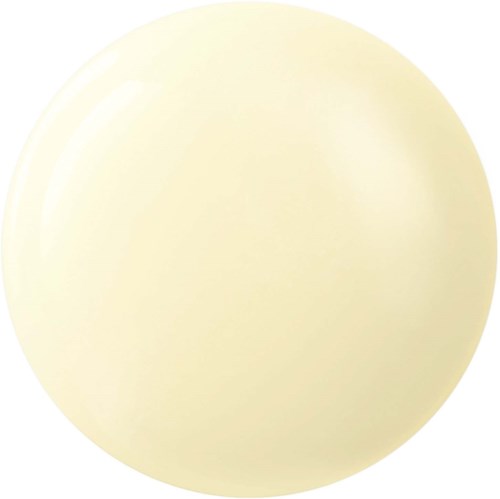 A pale yellow, round object that looks like a smooth, soft ball.