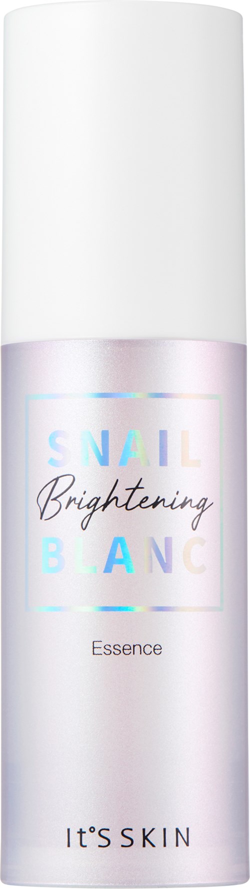 En vit flaska med en etikett som säger Snail Brightening Essence från It's Skin.