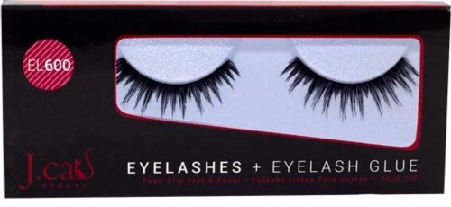 Förpackningen innehåller falska ögonfransar och eyelash lim, märkt EL600, avsedda för ögonmakeup.