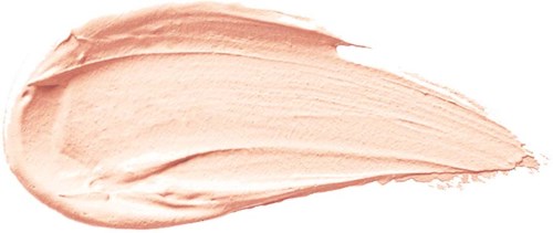 En beige smet verkar som smink eller lotion spridd på en vit bakgrund.