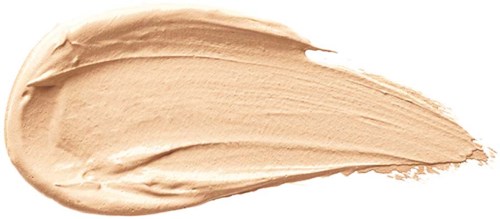 En beige kräm eller foundation smet på vit bakgrund.
