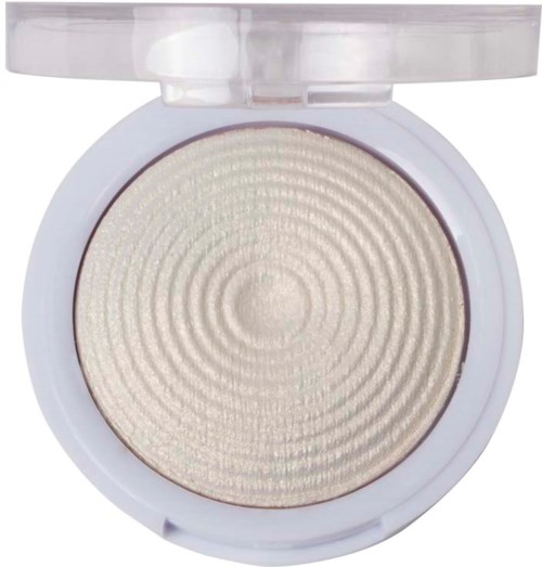 En ögonskugga i kompaktdosan med beige skimrande färg och cirkulär design.
