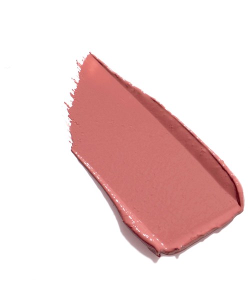 A pale pink cream or makeup product with a smoothed surface and a curved edge.