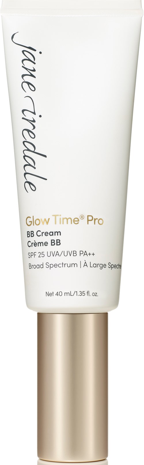 En vit tub med Julep WellDelle Glow Time Pro BB Cream med guld- och svart text och ett guldlock.