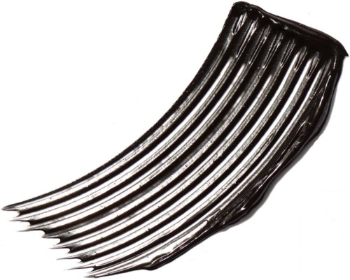 A black and silver striped object that looks like a piece of a shell or a decorative item.