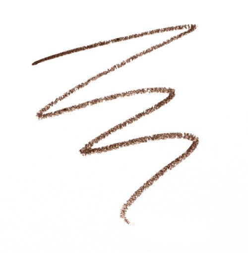 En brun krita har ritat tre zigzag linjer på en vit bakgrund.